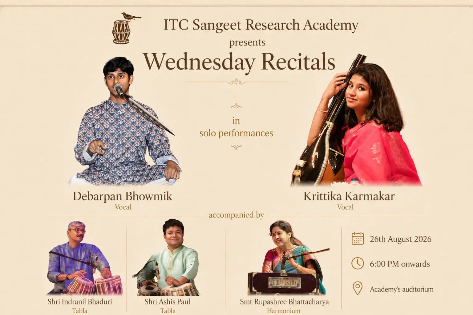 Debarpan Bhowmik and Krittika Karmakar's performances at the Wednesday Recital